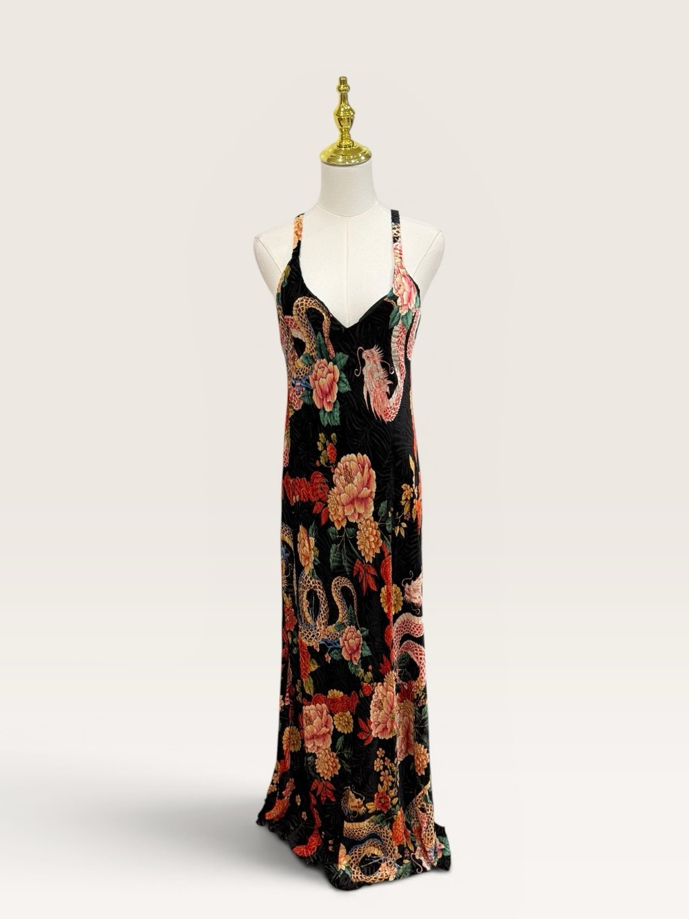 Johnny Was Small Kanako-Levi Bias Cut Burnout Maxi Dress NWT $400 Dragon, Floral